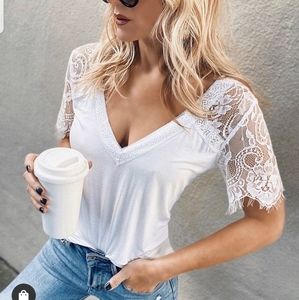 #1 selling lace  V neck T-shirt back in stock